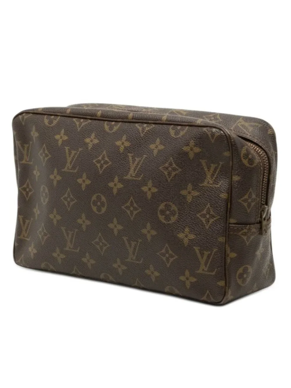 Louis Vuitton Monogram Trousse Toilet 28 Clutch Brown Leather